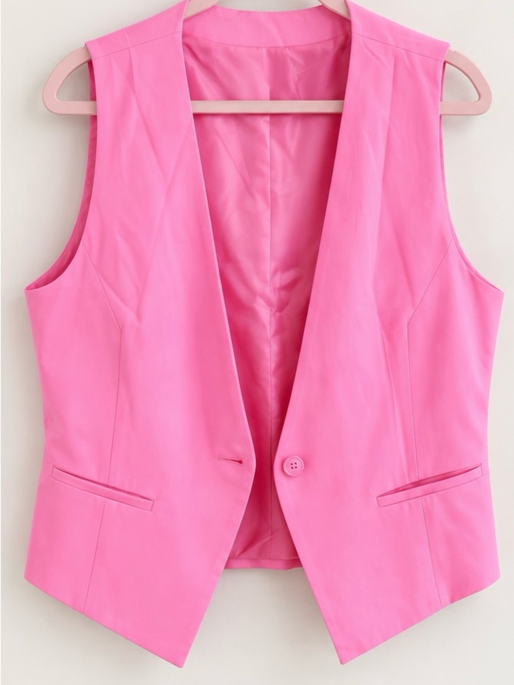 Classic Pink Sleeveless Blazer Vest